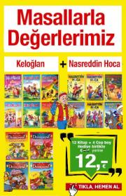 Masallarla Değerlerimiz  Keloğlan ve Nasrettin  Hoca Masalları (12 Kitap + 4 Hediye Kitap)