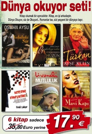 Dünya Okuyor Seti<br />(6 Kitap Birarada)<br />Ayşe Kulin, Zülfü Livaneli, Osman Aysu <br />(10,- Euro Hediye Kuponu)<br />