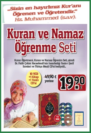 Kuran Öğretmeni <br />Kuran, Namaz Öğretim Seti<br />10 VCD  + 1 Kitap Biarada <br />(Yasin-i şerif Namaz Sureleri <br />CD'si Hediye)