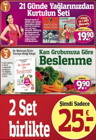 21 Günde Yağlarınızdan <br />Kurtulun ve Kan Grubunuza <br />Göre Beslenme  <br />(2 Set Birarada)