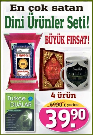 Dini Ürünler Seti<br />(TV'deki Kampanyalar Birarada)<br />Mührü Şerif-i, 5'li Kuran-i Kerim ve Kabeli Bardak Bu Sette! <br />(4 Ürün Birarada)