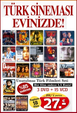 Türk Sinemasi Evinizde <br />18 Film Birarada <br />% 85 Süper Indirimli <br />(15 VCD + 3 DVD) <br />