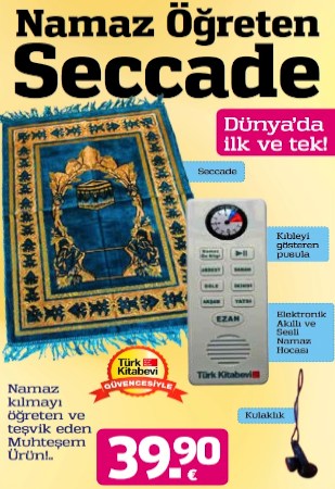 Namaz Öğreten Seccade<br />Pusula ve Kulaklık Hediyeli<br />TV'deki Kampanyamız