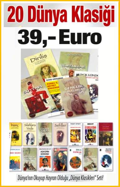 20 Dünya Klasiği 39 Euro<br />TV'deki Kampanyamız<br />Dünya Okuyor, Şimdi sıra Sizde!