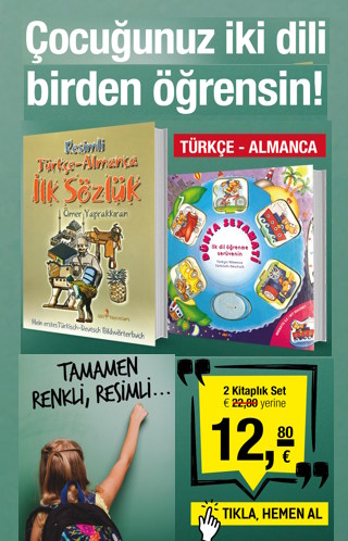 Çocuğunuz İki Dili Birden Öğrensin (Türkçe - Almanca)  2 Kitap Birarada - Tamamen Renkli