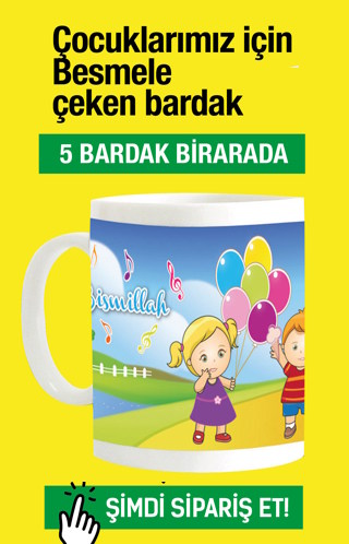 Çocuklar Için Besmele <br />Çeken Bardak Seti<br />(5 Bardak Birarada)