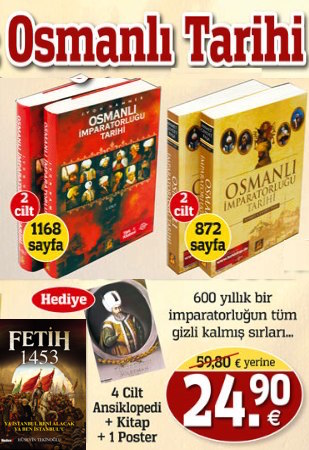 Büyük Osmanlı Tarihi Seti   <br />(4 Cilt Ansiklopedi + 1 Kitap + 1 Poster)<br />TV'deki Kampanyamız 