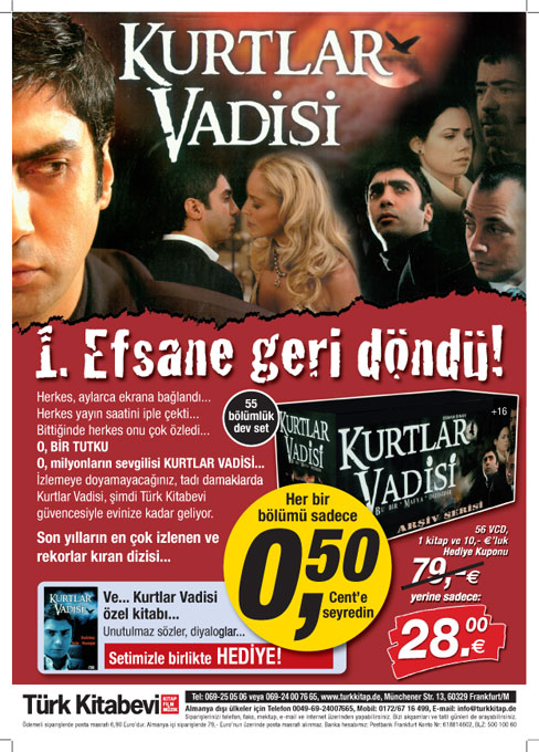 Kurtlar Vadisi Dev Kampanya<br /> 56 VCD+1 Kitap+ 10,- Euro Hediye