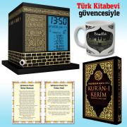 Kabe Ezan Saati Kuranı Kerim + Kabe Desenli Bardak 