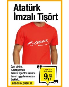 Mustafa Kemal Atatürk İmzası Tişört (Beden Ölçüsü: L)